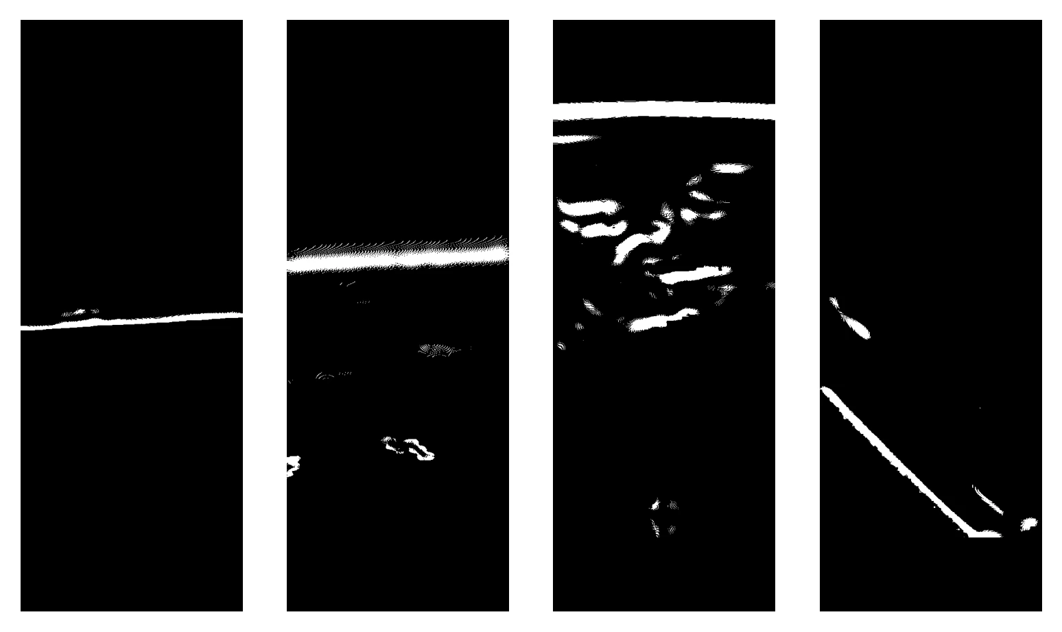 The previous gradients are much more sparse now. The strong horizon lines are still present, but any information in the sky is now gone, and much of the data on the ground is gone--what's left is small and distributed.