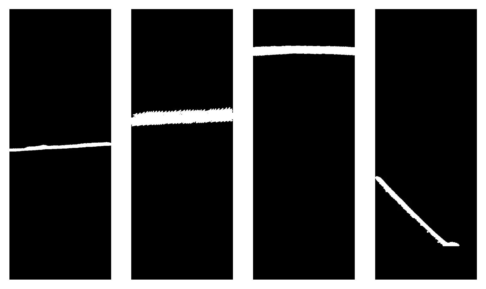 Only the horizon lines remain against black backgrounds.